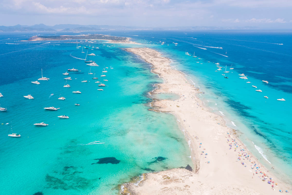 Formentera island clear beach and turquoise waters: a top yachting destination