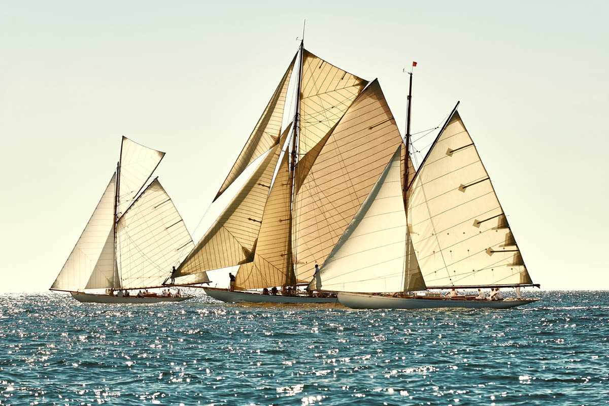 Classic yachts under full sail at the regatta. Sailing race. Yachting