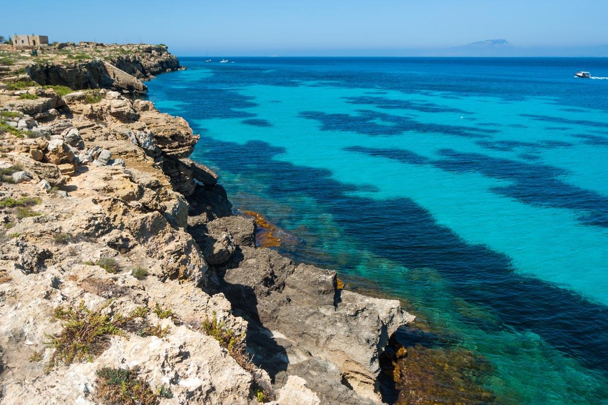 the wonderful beach in Favignana island.Sicily, Italy, Aegadian - Favignana - Egadi islands