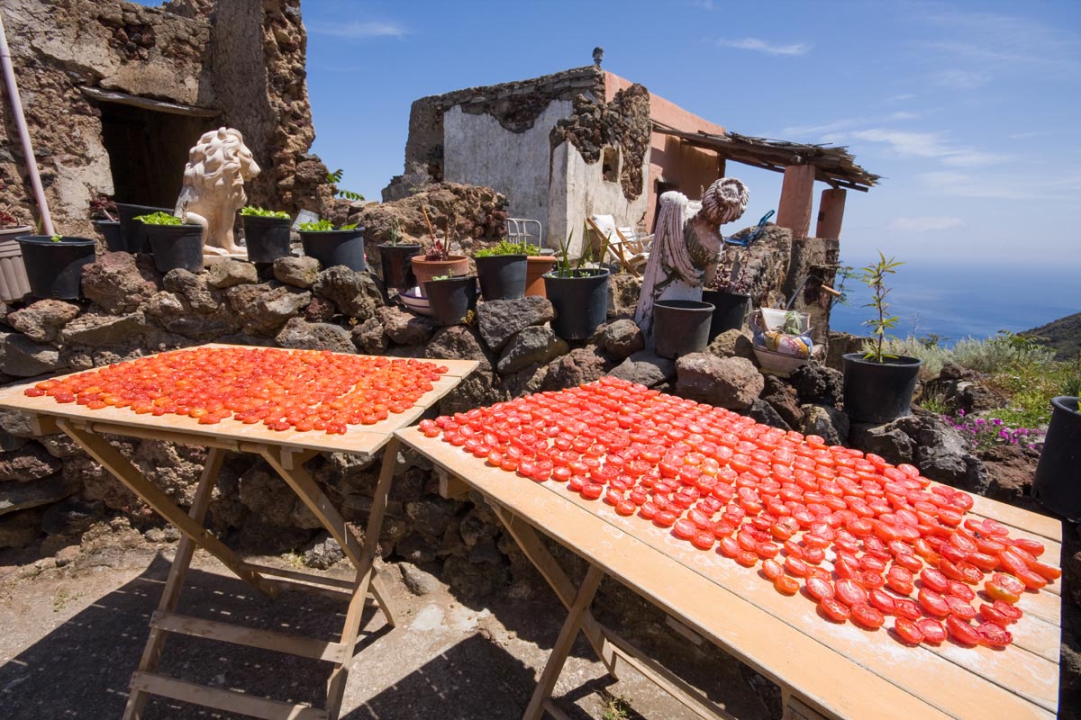 Aeolian 08 Filicudi_Tomates_séchées au soleil - Filicudi tomatoes left to dry in the sun 