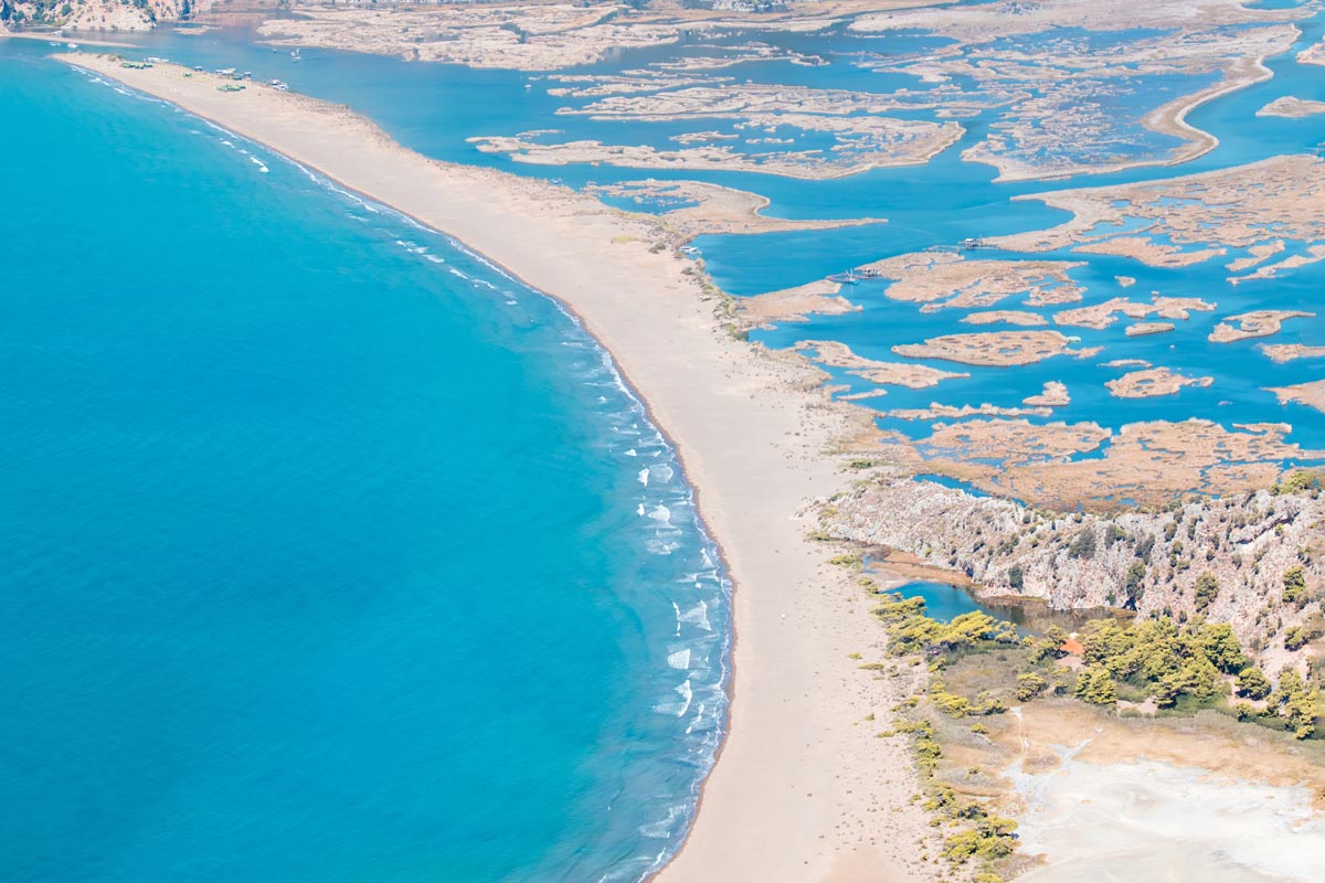 Iztuzu Beach and Dalyan panorama view from mountain - Iztuzu Beach and Dalyan panorama view from mountain