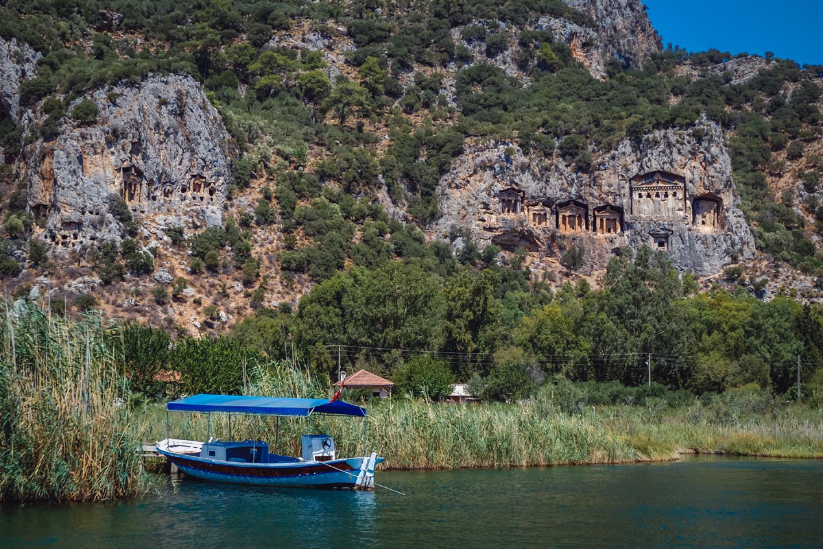 Turkey DD 06 Dalyan Lician tumbs - Lycian tombs of ancient Kaunos town