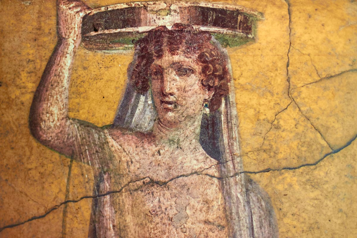 Figure of a woman painted in a Fresco in a Domus of Pompeii - Figure of a woman painted in a Fresco in a Domus of Pompeii