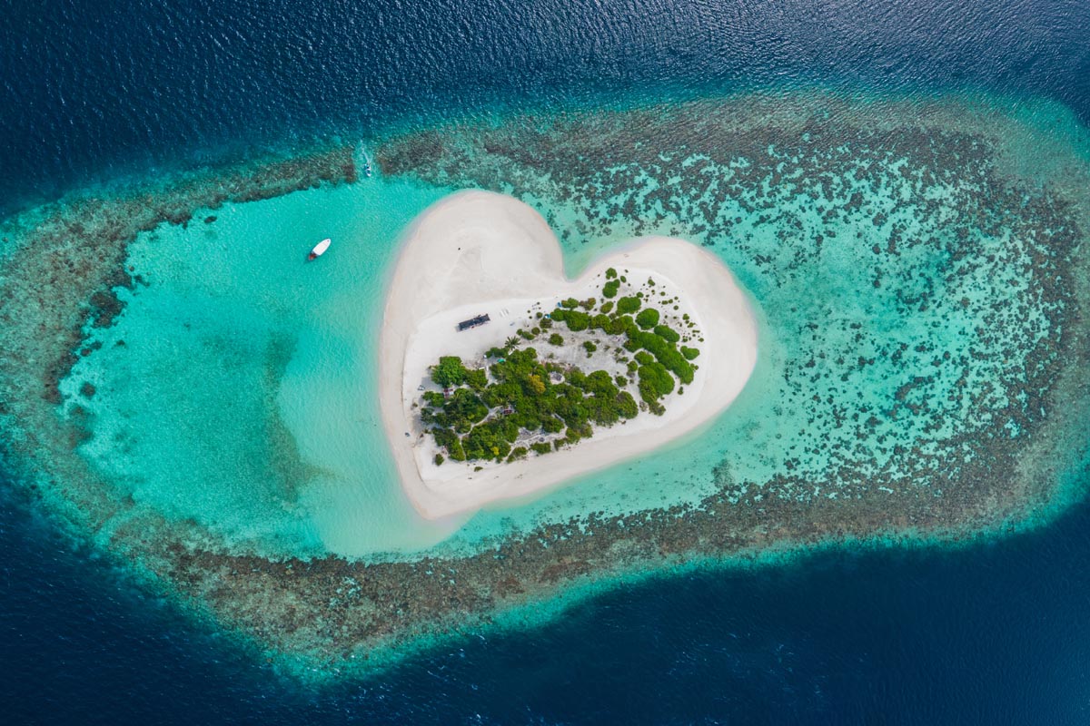 Maldives heart-shape island